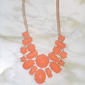 Charlotte Russe Coral Jeweled Bib Collar Necklace